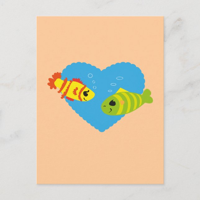 Postal Peces enamorados (Anverso)