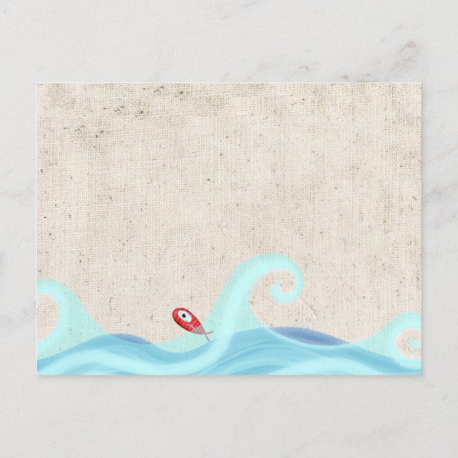 Postal Peces Surfing Olas (Reverso)