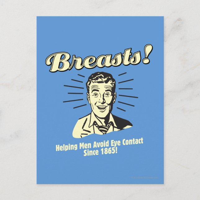 Postal Pechos: La ayuda evita el contacto visual (Anverso)