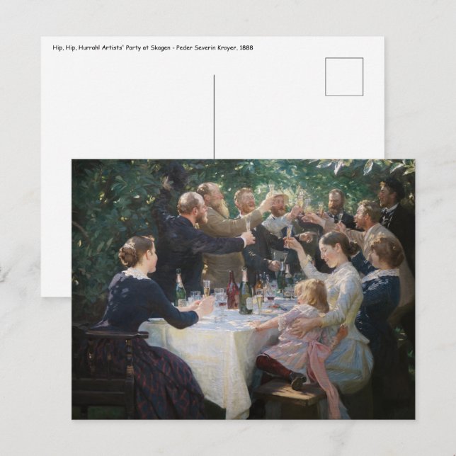 Postal Peder Severin Kroyer - ¡Hip, Hip, Hurra! (Anverso / Reverso)
