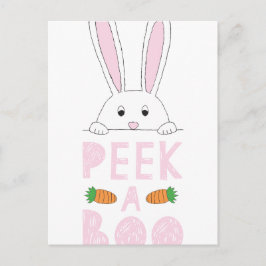 Postal Peek-A-Boo conejo de Pascua Rosado y Blanco