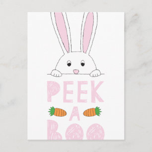 Postal Peek-A-Boo conejo de Pascua Rosado y Blanco