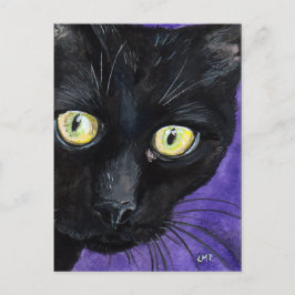Postal Peekaboo | Ilustracion acuarela de gato negro