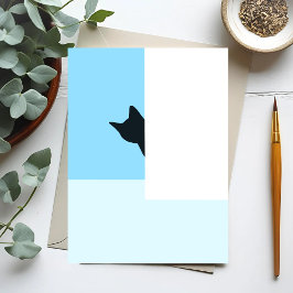 Postal Peekaboo | Pintura de gato asomándose por la esqui