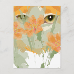 Postal Peeper de follaje para gato naranja