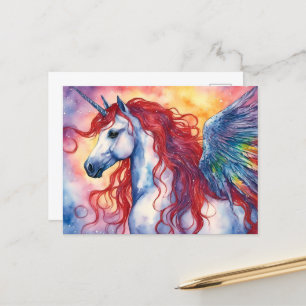 Postal Pegasus De Unicornio Con Mano Rojo
