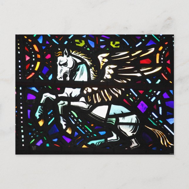 Postal Pegasus WingHorse Stained Glass Fantasy (Anverso)