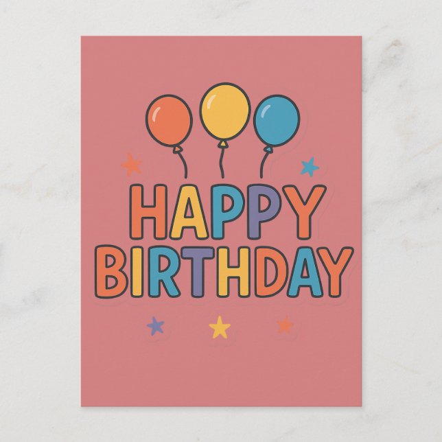 Postal Pegatina de Celebración de Cumpleaños Feliz (Anverso)