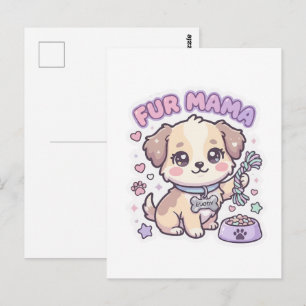 Postal Pegatina de perro pastel Fur Mama cachorro Kawaii