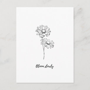 Postal Pegatina floral de margarita minimalista Bloom Slo