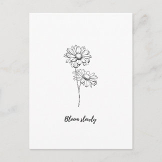 Postal Pegatina floral de margarita minimalista Bloom Slo