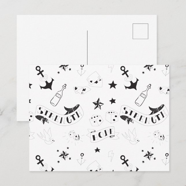 Postal Pegatinas de Flash de Tatuaje Esperanza (Anverso / Reverso)