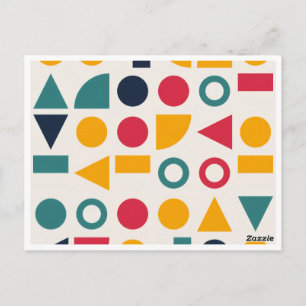 Postal Pegatinas de patrón de formas geométricas Bauhaus