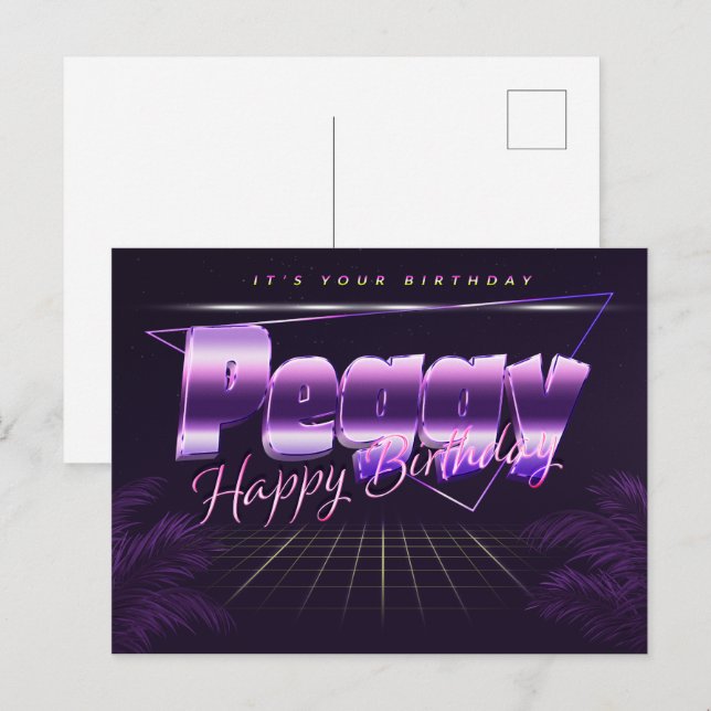 Postal Peggy Name Vorname lila Postkarte Geburtstag (Anverso / Reverso)