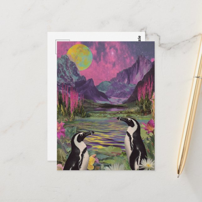 Postal Peguins Surreal Mixed media (Anverso/Reverso In Situ)