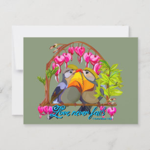 Postal Pekin Robins: el amor de Leiothrix nunca falla