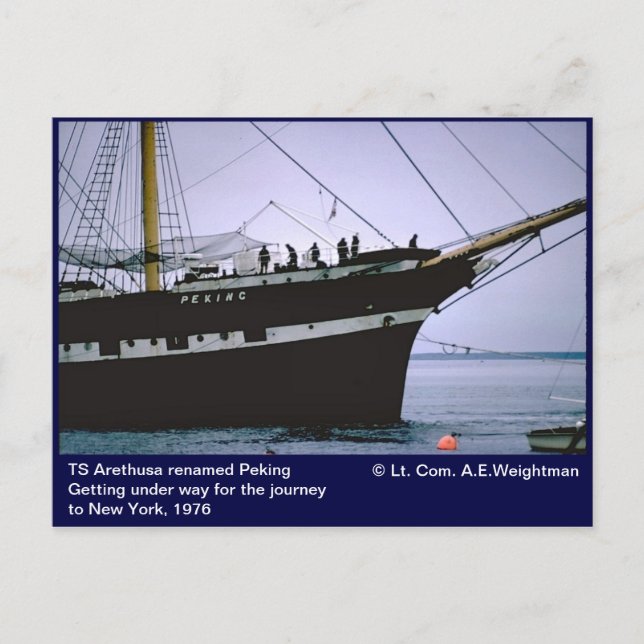 Postal Peking, barco de vela, anteriormente TS Arethusa (Anverso)