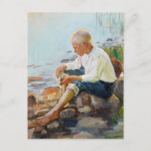 Pekka Halonen, niño en la costa CC0741 Finlandia