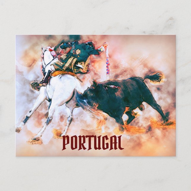 Postal Pelea de toros de Portugal (Anverso)