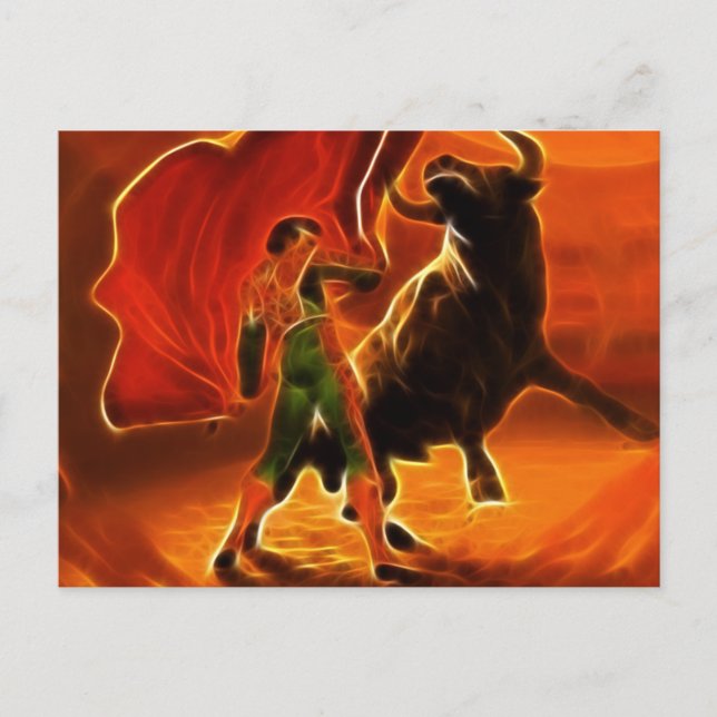 Postal Pelea De Toros Y El Toro (Anverso)