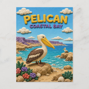 Postal Pelícano, Arte de Arcilla de Bahía Costera