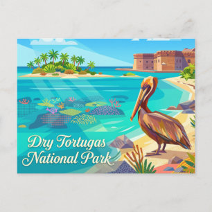 Postal Pelícano en el Parque Nacional Dry Tortugas Florid