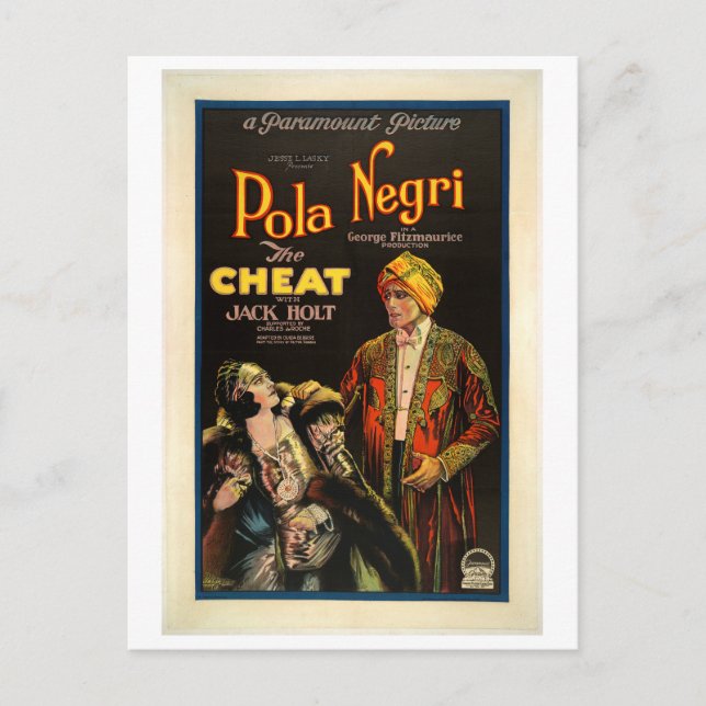 Postal Película de 1922 The Cheat (Anverso)