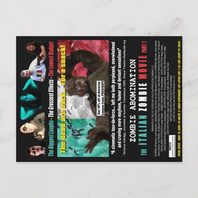 Postal Película zombie italiana - Postcard Poster (Anverso)