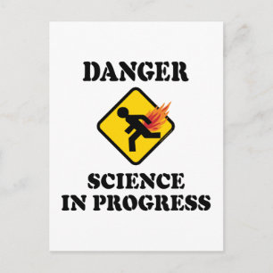 Postal Peligro Ciencia en Progreso - Humor de Fartos Flam