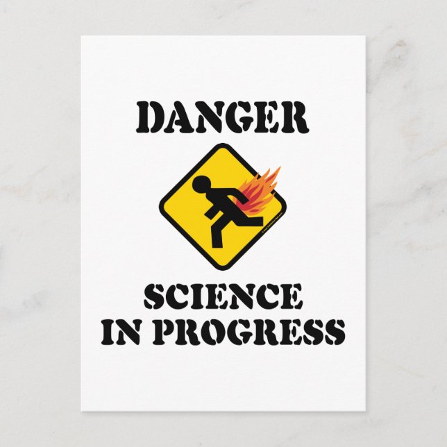Postal Peligro Ciencia en Progreso - Humor de Fartos Flam (Anverso)