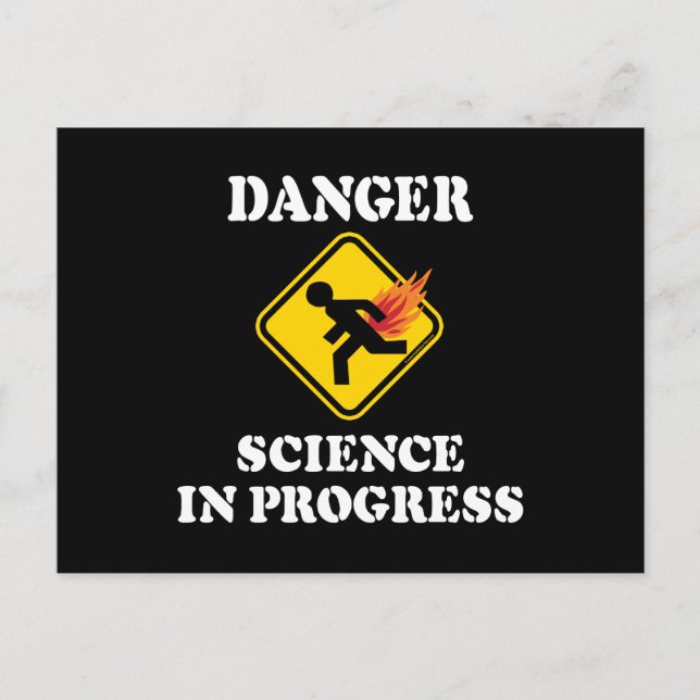 Postal Peligro Ciencia en Progreso - Humor de Fartos Flam (Anverso)