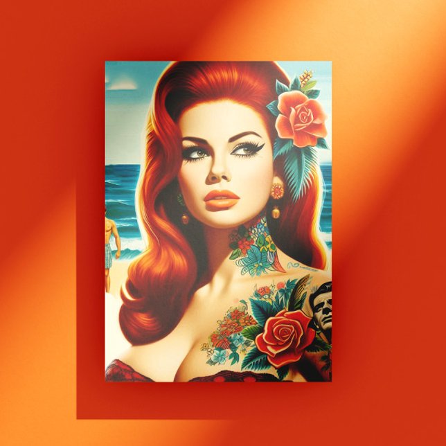 Postal Pelirroja Tatuada Pin-up (Subido por el creador)