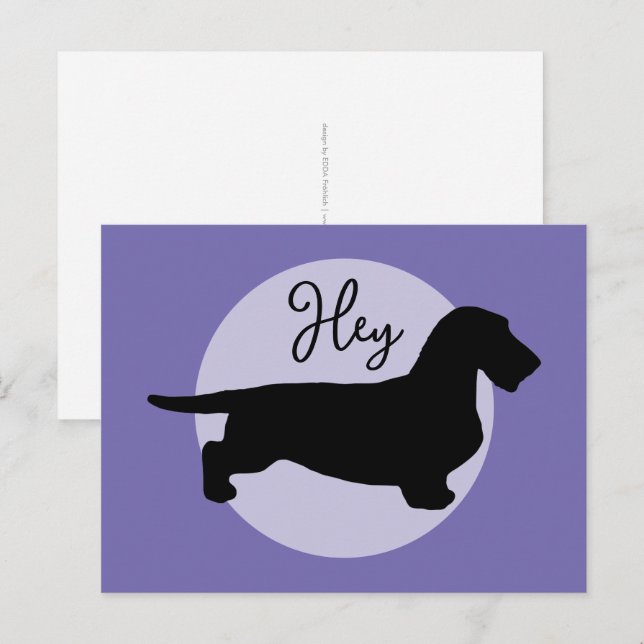 Postal Pelo duro de Dachshund - Silhouette 1 (Anverso / Reverso)
