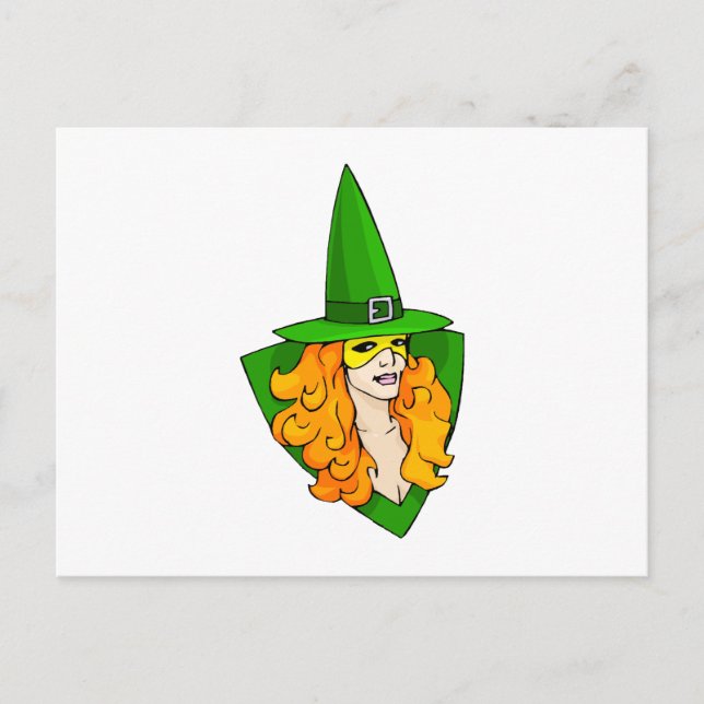 Postal Pelo rojo bruja verde (Anverso)