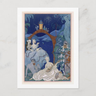 Postal Pelota bajo la luna azul, ilustracion para las fet