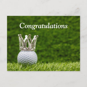 Postal Pelota de golf con corona de plata felicitaciones