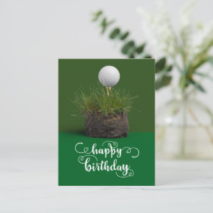 Postal Pelota de golf en verde Feliz Cumpleaños al Golfis