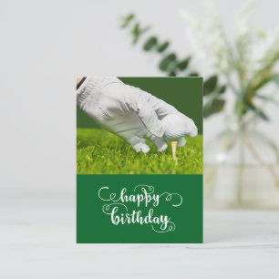 Postal Pelota de golf en verde Feliz Cumpleaños al Golfis