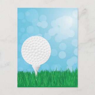 Postal pelota de golf sobre césped
