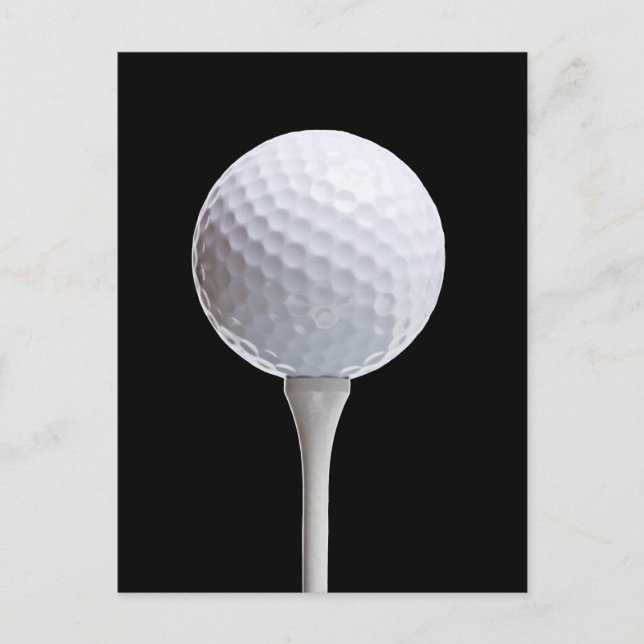 Postal Pelota de golf y té en negro - Plantilla personali (Anverso)