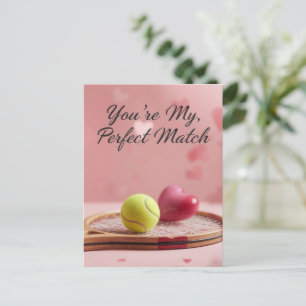 Postal Pelota de tenis con corazón rojo