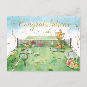 Postal Pelota de tenis felicitaciones en verde