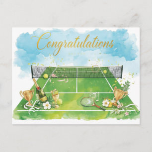 Postal Pelota de tenis felicitaciones en verde