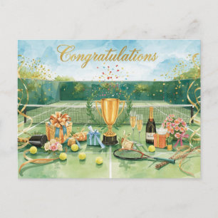 Postal Pelota de tenis felicitaciones en verde