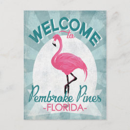 Postal Pembroke Pines Florida Flamingo Rosado Retro