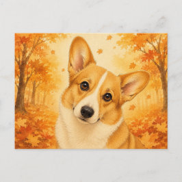 Postal Pembroke Welsh Corgi Otoño Perro