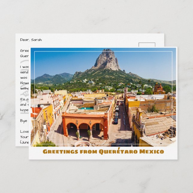 Postal Peña de Bernal cerca de Querétaro México (Anverso / Reverso)