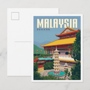 Postal Penang Malasia Arte Antiguo Viaje