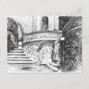 Postal Pencilarla del castillo Monocromo Blanco y negro