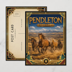 Postal Pendleton Oregon Vintage Art Deco Edad de Oro